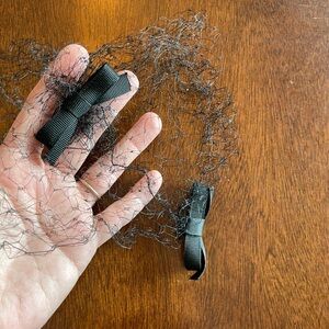 Vintage Black Bow Hair Net Accent Goth Glam